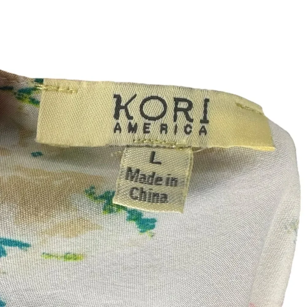 |EUC| KORI Floral Bell Sleeve Draped Blouse